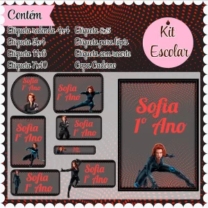 Arquivo Etiqueta Escolar Viúva Negra