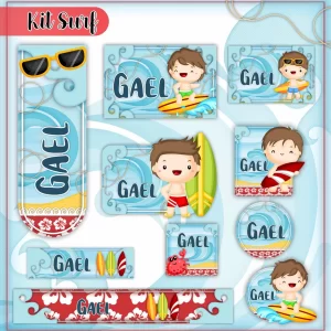 Arquivo de Corte Etiqueta Escolar Surf