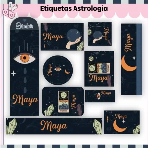 Etiqueta Escolar Astrologia Studio, Png e Pdf