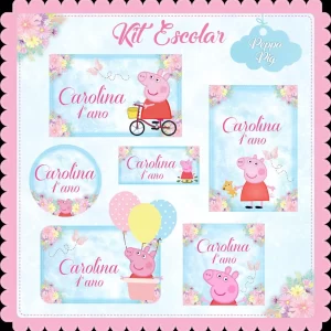 Etiqueta Escolar Porquinha Studio, Png e Pdf