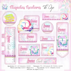 Etiqueta Escolar Tie Dye Studio e Pdf