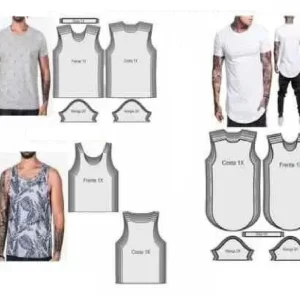 Gabarito Costura Camiseta, Regata Longline