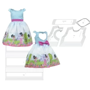 Gabarito Vestido Costas Coração Infantil