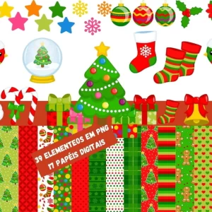 Kit Digital Papel e Cliparts Christmas