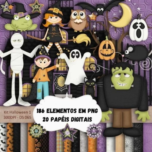 Kit Digital Papel e Cliparts Halloween