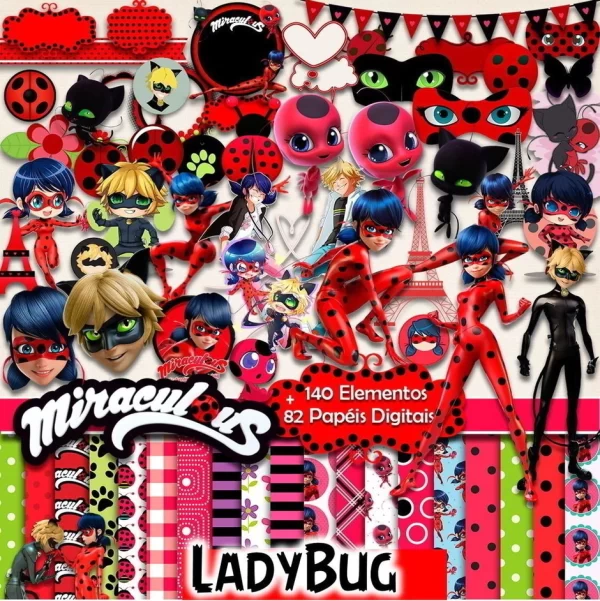 Kit Digital Papel e Cliparts Ladybug