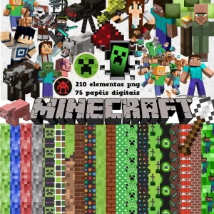 Kit Digital Papel e Cliparts Minecraft