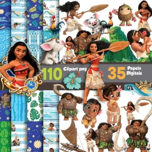 Kit Digital Papel e Cliparts Moana