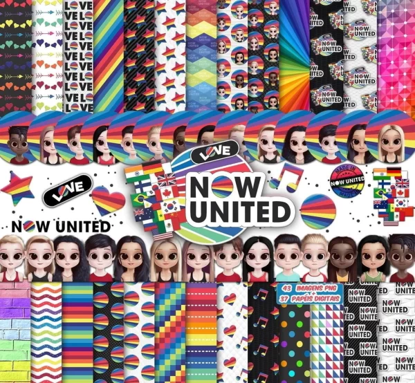 Kit Digital Papel e Cliparts Now United