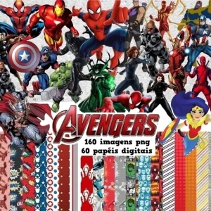 Kit Digital Papel e Cliparts Os Vingadores
