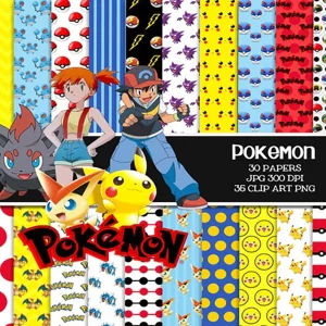 Kit Digital Papel e Cliparts Pokemon