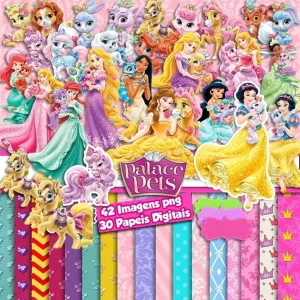 Kit Digital Papel e Cliparts Princesas Disney
