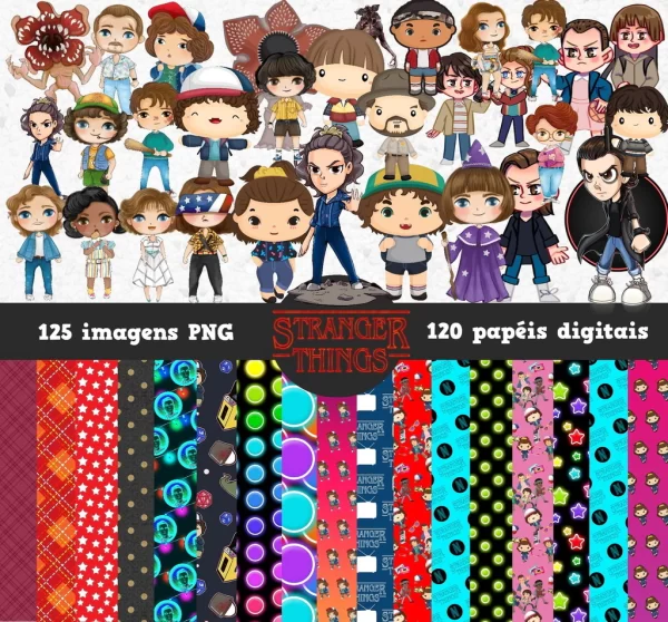 Kit Digital Papel e Cliparts Stranger Things