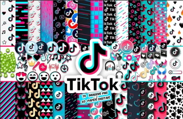 Kit Digital Papel e Cliparts Tik Tok