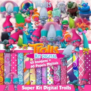 Kit Digital Papel e Cliparts Troll