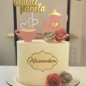 Topo de Bolo Tema Chá de Panela Studio