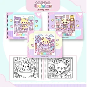 Arquivo Digital Livro de Colorir Ursinhos Kawaii