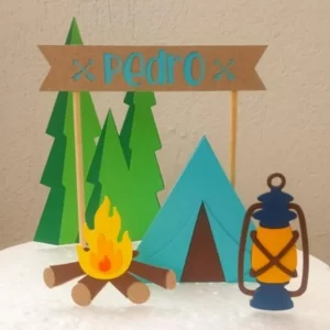 Arquivo Topo de Bolo Acampamento Studio