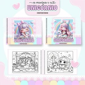 Arquivo Livro de Colorir Menina e Unicórnio