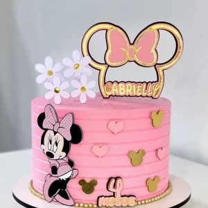 Topo de Bolo Minnie Rosa Margaridas Studio