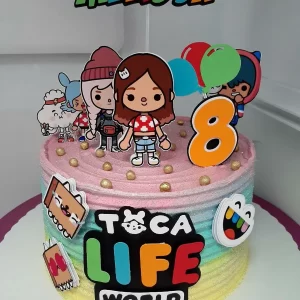 Arquivo digital Topo de Bolo Toca Life World Studio para festas infantis. Personalize no Silhouette Studio e crie uma decoração incrível!