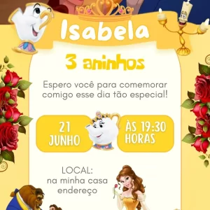 Convite Virtual Animado A Bela e a Fera
