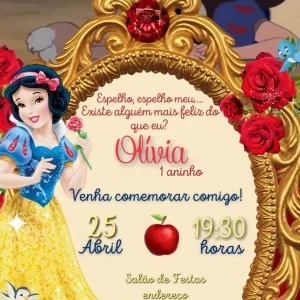 Convite Virtual Animado Branca de Neve