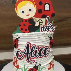 Topo de Bolo Bebê de Joaninha Studio