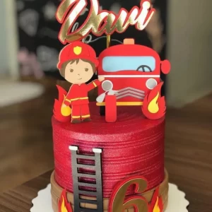 Topo de Bolo Bombeiro Infantil Studio