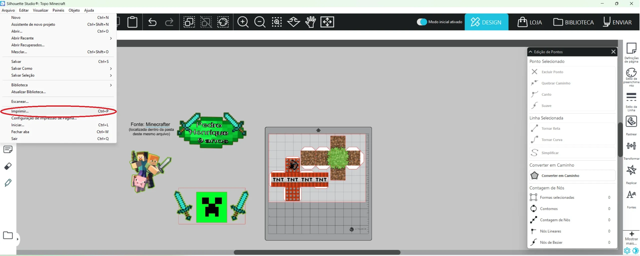 Configuração de impressão para criar toppers incríveis